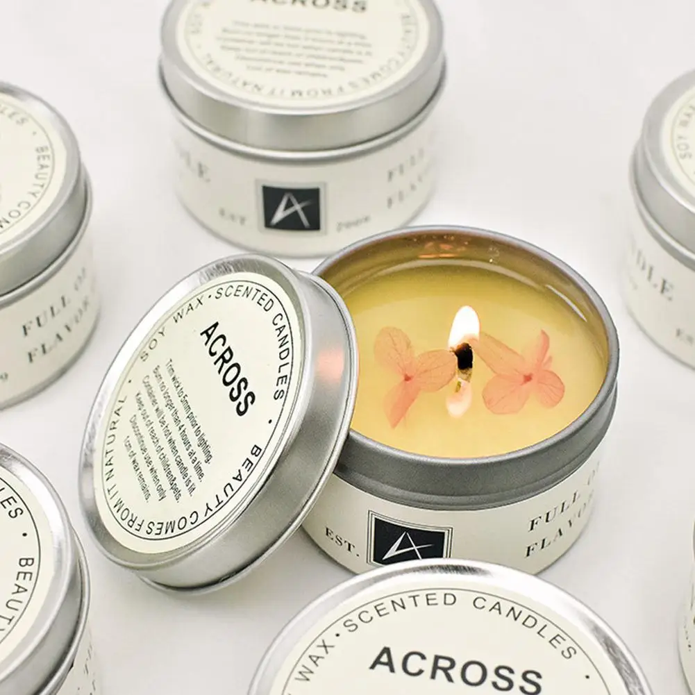 

Aromatherapy Candle Tin Can Soy Wax Smokeless Romantic Purification Air Fragrance Gift Holiday Bedroom Q8E7