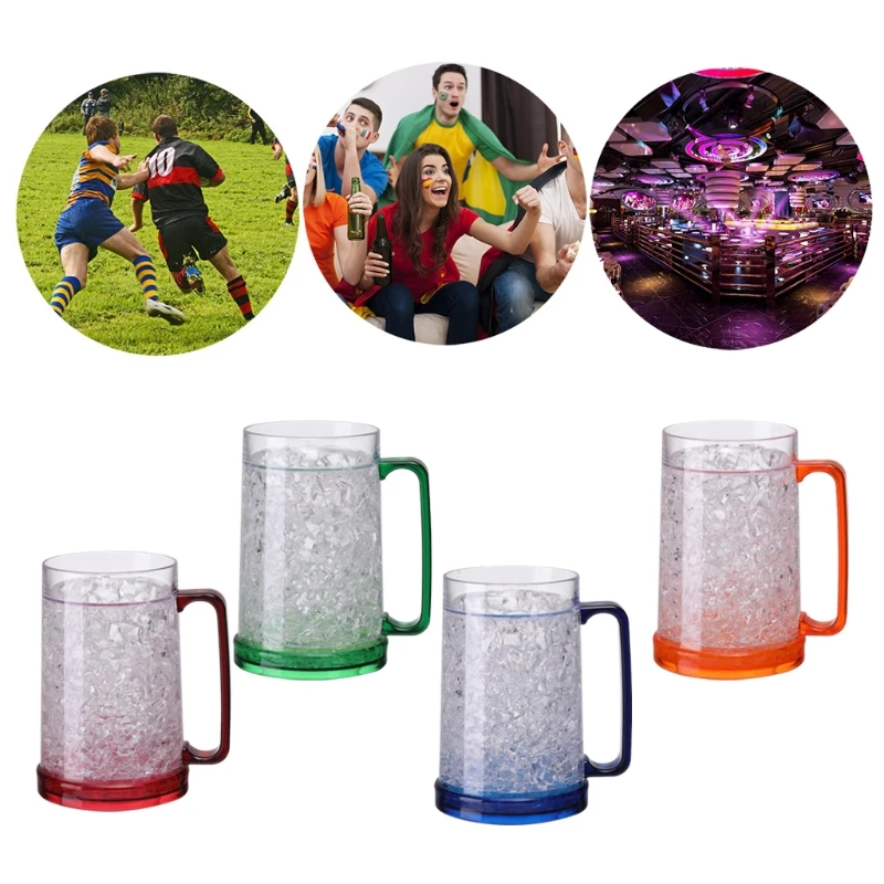 Fashion Freezer Ice Beer Mug Double Wall Gel Frosty Beer Cup Drinking Glasses Wine Cup