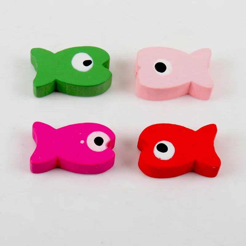 Смешанные забавная в форме рыбы деревянные бусины для изготовления ювелирных