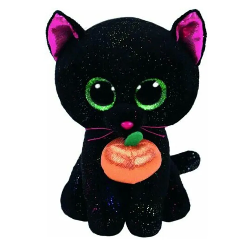 

New 6"15cm TY Big Glitter Eyes Potion the Halloween Cat Plush Stuffed Animal Collectible Black Cat Toy Christmas Birthday Gift