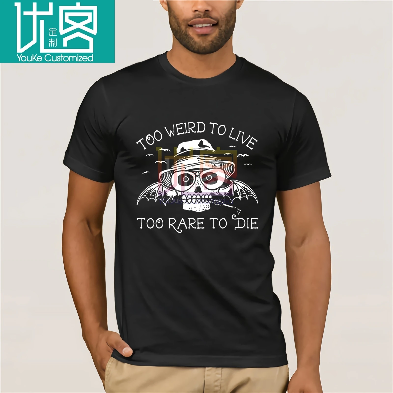 Футболка охотника с томпсоном Винтажная футболка надписью Fear and Loathing в Лас Вегасе