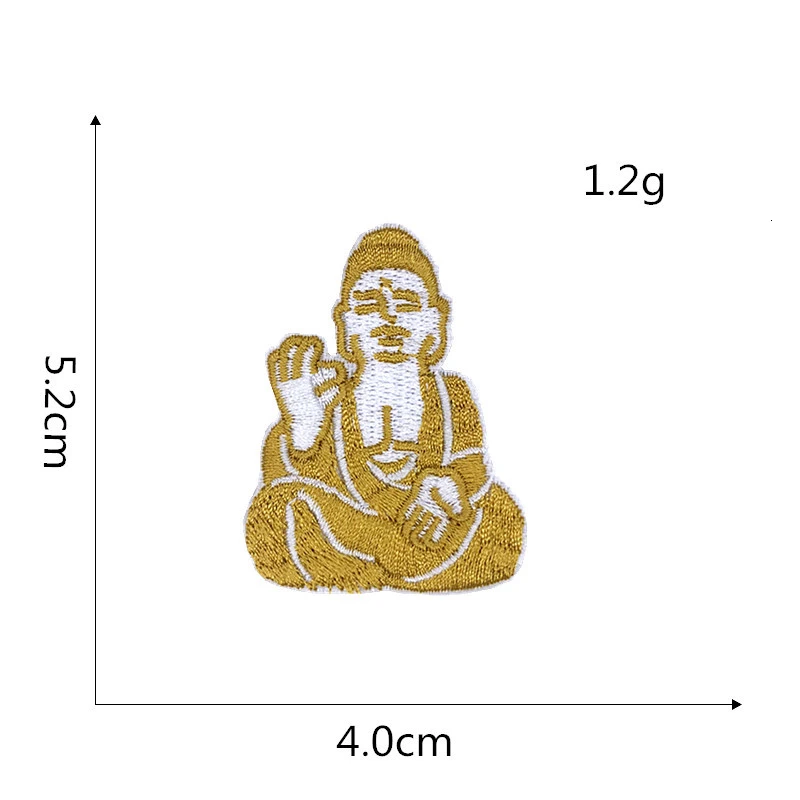 Футболка девушка вышитая нашивка золотой жест аппликация Будды термоклейкие