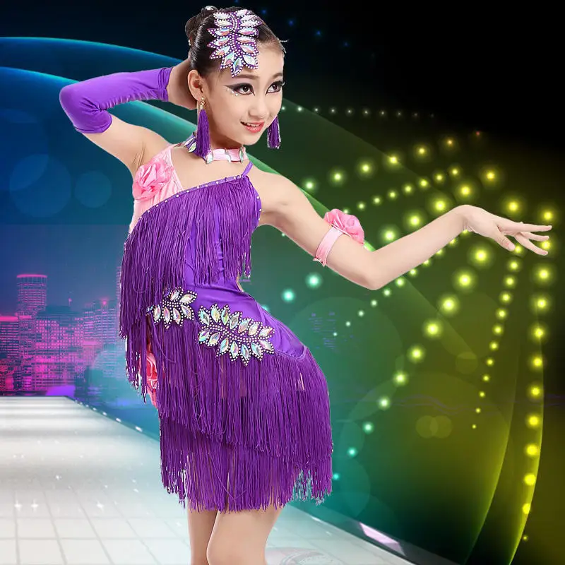 Детское вечернее танцевальное платье элегантное латинское для девочек одежда