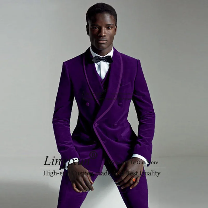 Элегантный фиолетовый приталенный мужской костюм лучший жених смокинг для