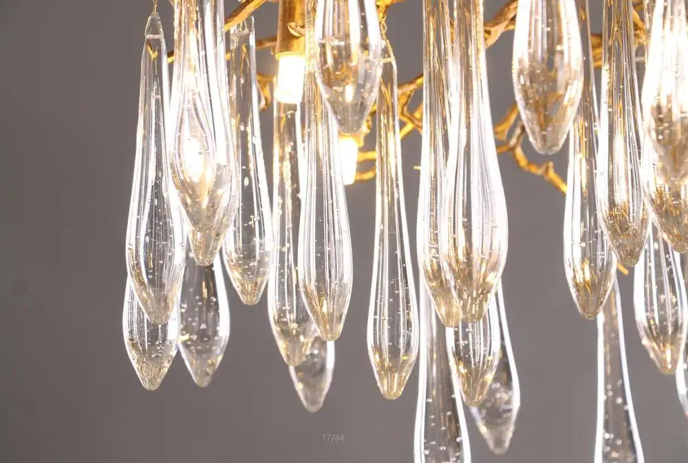 Low floor copper branch crystal chandelier French living room dining lamp American minimalist designer villa | Лампы и освещение