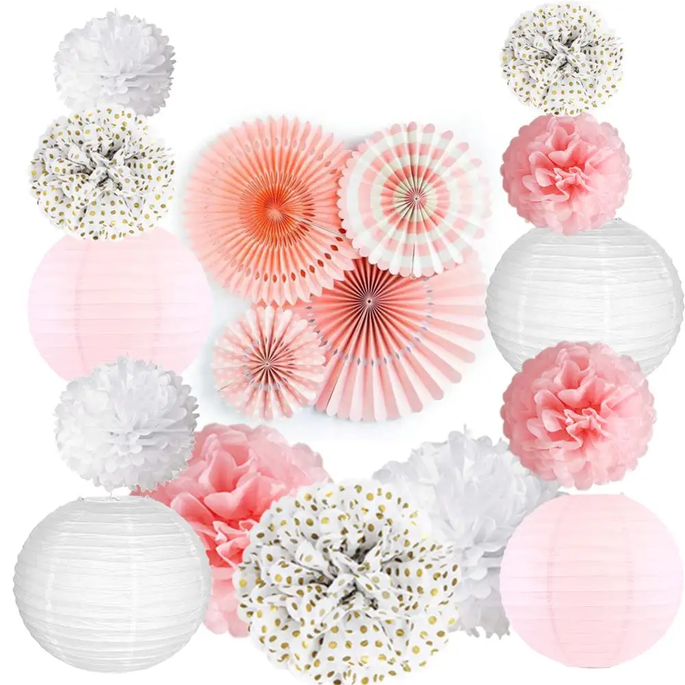 

Tissue Paper Fans Pom Poms Paper Lantern for Diy Wedding Baby Shower Dessert Table Bachelorette Parties Events Decorations Set