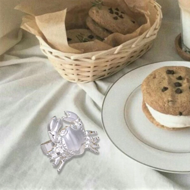 

11Pcs/Lot European Creative Napkin Ring Metal Crab Napkin Buckle High-End Hotel Restaurant Table Napkin Ring