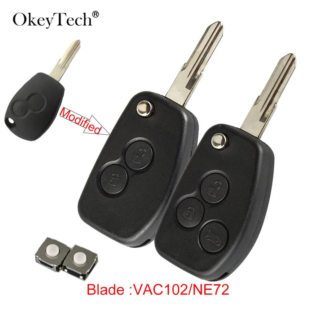 OkeyTech 2/3 кнопки откидной Чехол для дистанционного ключа от машины Renault megane Dacia Modus