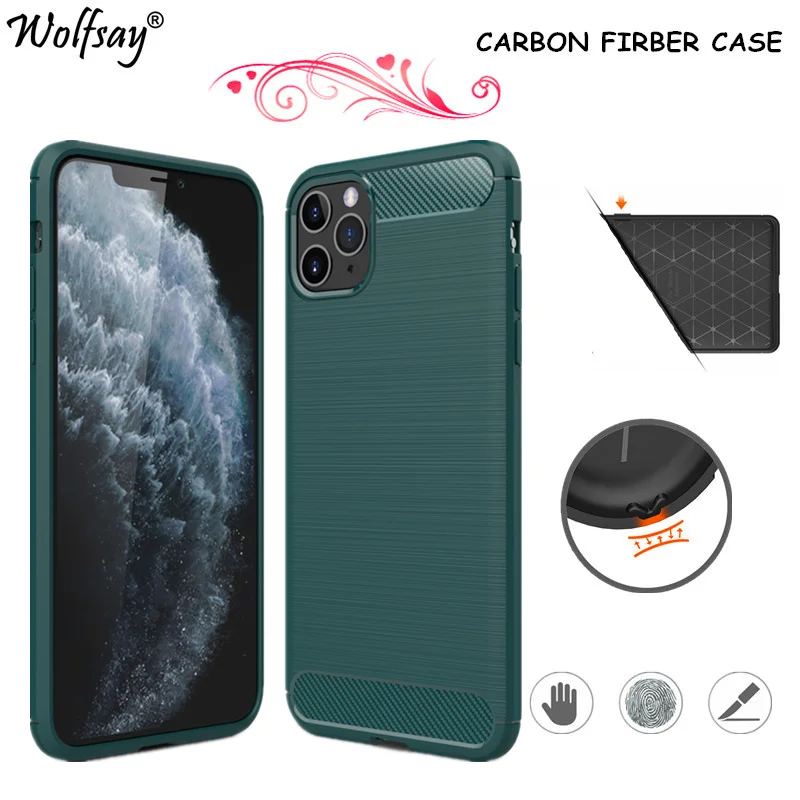 

Carbon Fiber Cover For iphone 11 Pro Max Case Rubber Silicone Bumper Shockproof Phone Case For iphone 11 Pro Max Case 6.5 inch