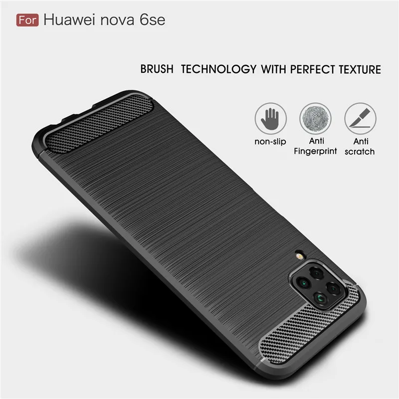 Чехол для Huawei Nova 6SE противоударный чехол из углеродного волокна телефона P40 Lite E Y7P