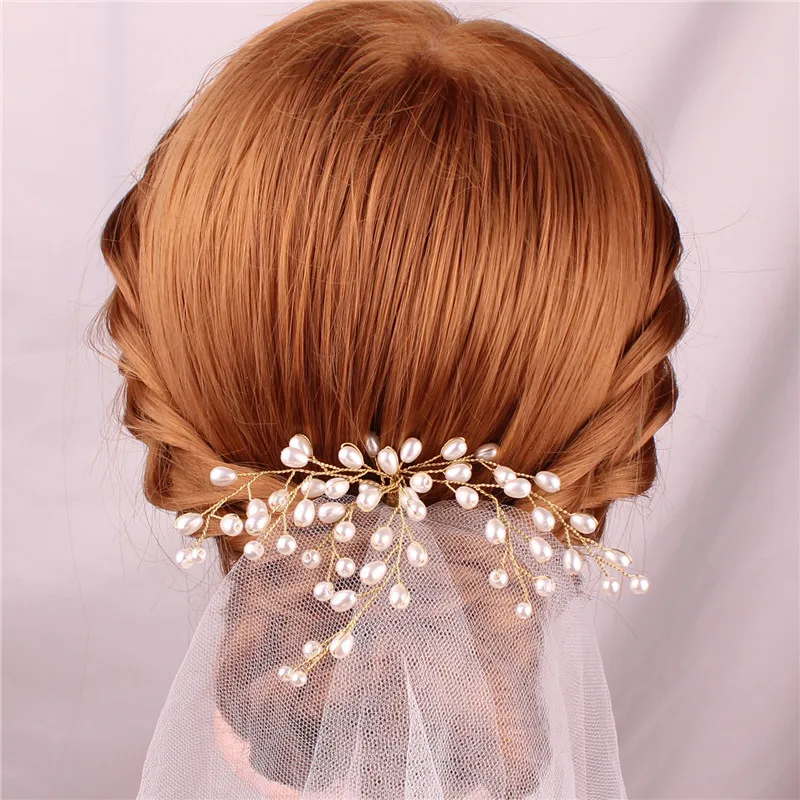 Изысканный свадебный головной убор с жемчугом ручной работы свадебные