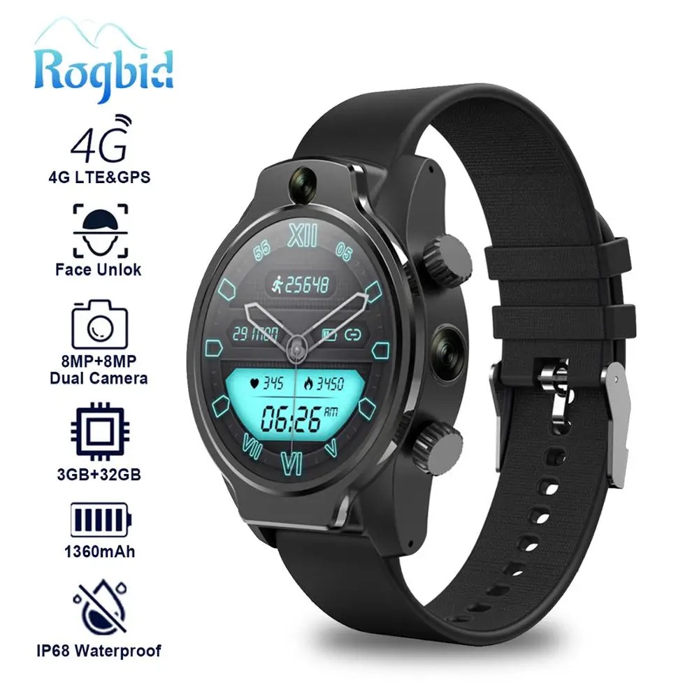 Смарт-часы Rogbid Brave 4G LTE 1 69 дюйма 450*450 IPS 3 + 32 ГБ | Электроника