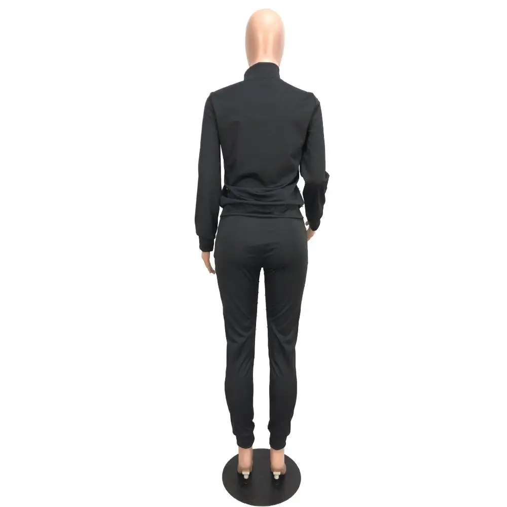 

matching sets black tracksuit 2 piece for women top pants autumn and winter fashion new pearl sweatsuit club outfits