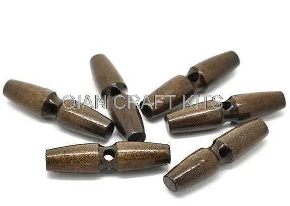 

200pcs Wood wooden big One Hole Toggle Buttons 4.5cm Dark Brown Duffle Coat Buttons large