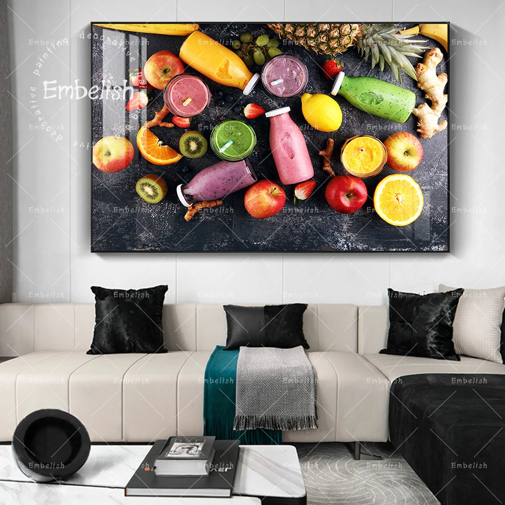

Настенные картины с изображением свежих коктейлей для кухни, домашний декор, HD картины-спрей на холсте, постеры для столовой, рисунки
