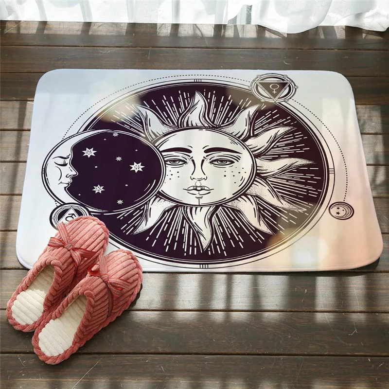 

Mandala Welcome Floor Carpets Indian Bohemian Style Anti-Slip Doormat Funny Sun Moon For Bathroom Living Room Home Decor