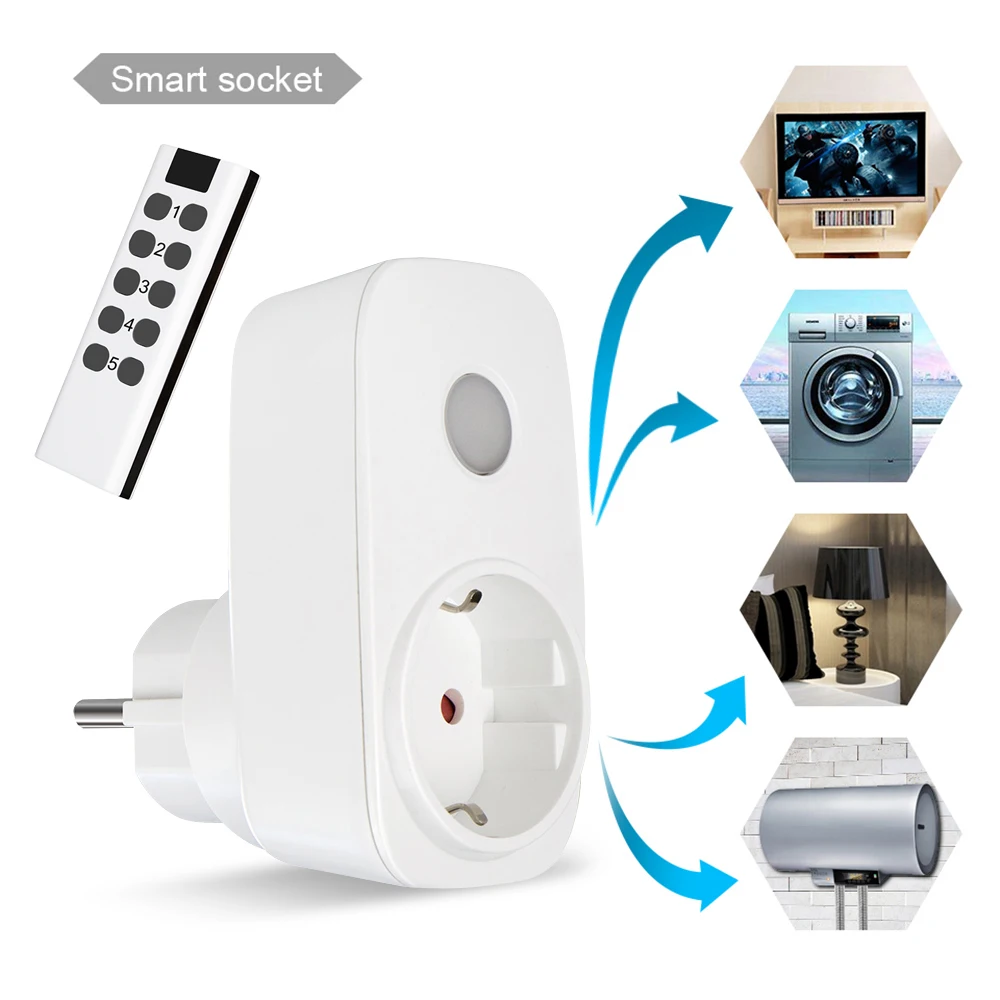 Universal Wireless Remote Control Switch Electric Socket EU France control plug Programmable Electrical Outlet | Электроника