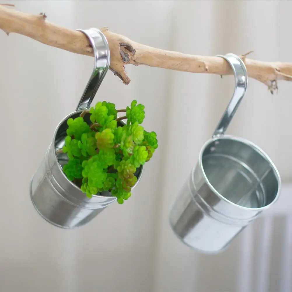 pcs New Flower Hanging Pot Hook Wall Removable Candy Iron Bucket Tin Garden Balcony Succulent Basket realistic | Дом и сад
