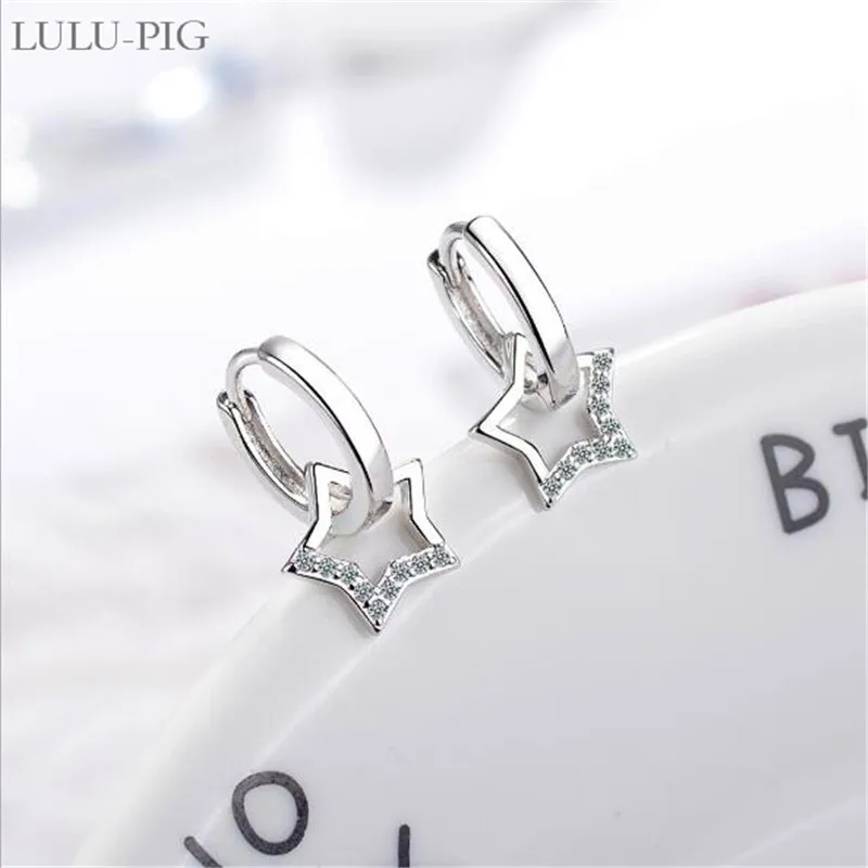 LULU PIG Корейская версия Звездные Серьги микро набор с простой модной пятиконечной