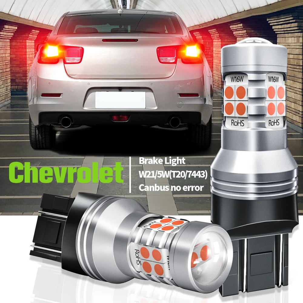 2pcs LED Brake Light Blub Lamp W21/5W 7443 7440 T20 Canbus No Error For Chevrolet Malibu 2012 2013 2014 2015