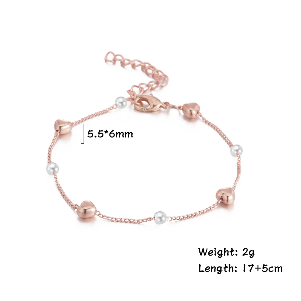 

Lucktune Pearl Bracelet Heart Copper Alloy Charms for Bracelets Adjustable Chain OL Jewelry Accessories Bridal Jewelry