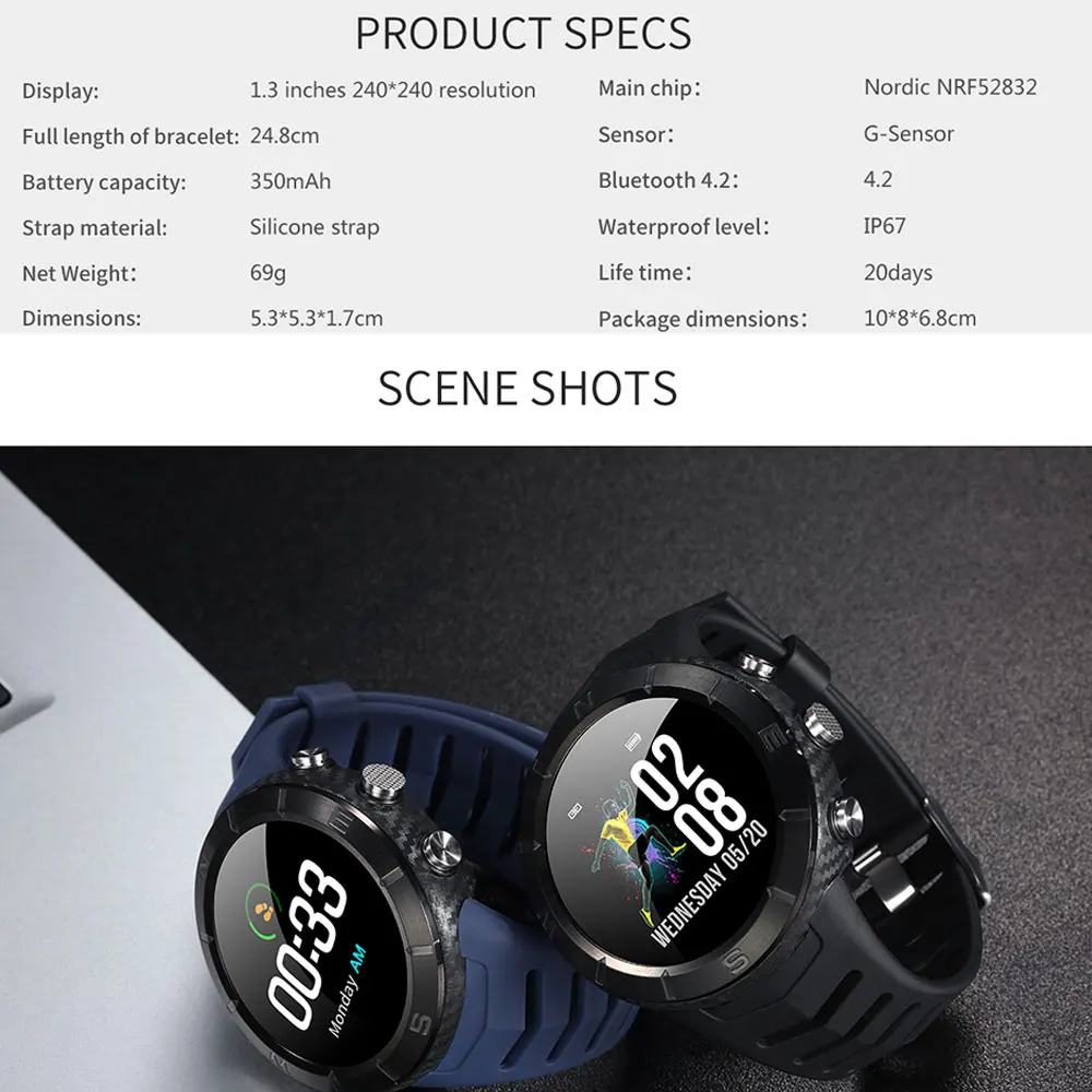 DT08 Смарт часы для мужчин открытый круглый сенсорный экран 1 3 'спортивные HRV