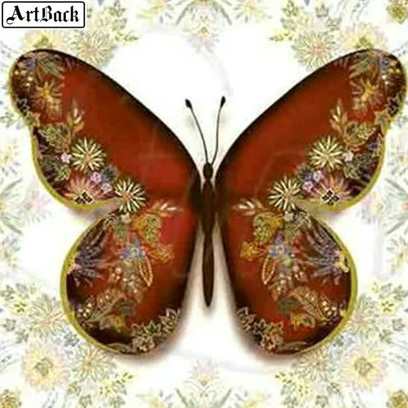 ARTBACK 5d алмазная картина голубая бабочка Вода полный квадратный стикер 3d Бриллиантовая мозаика пейзаж 40x40 см - Цвет: ARL-722