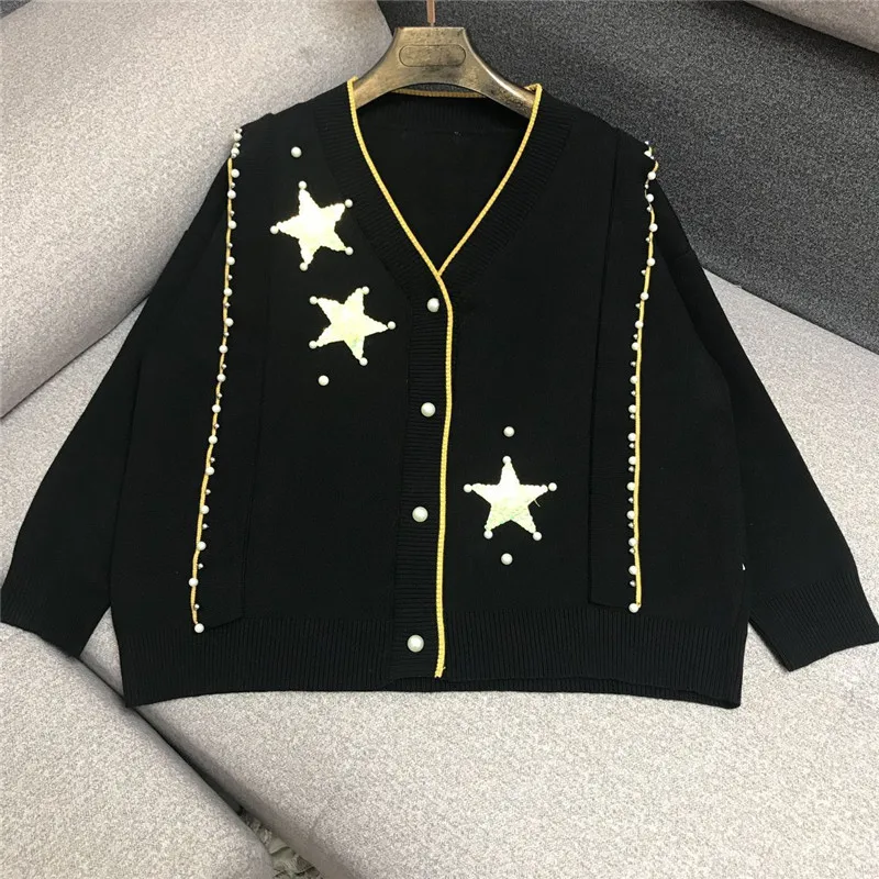 Cardigans Full Jumper Feminino Special Offer Lazy Wind 2020 New Winter Wild Female Stars Embroidered Vintage Knit Network Woman |