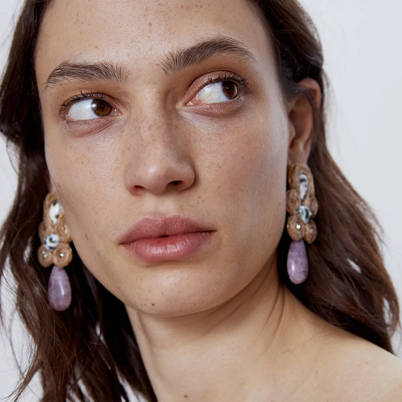 Женские серьги-подвески ZA Винтажные серьги с натуральным жемчугом в форме