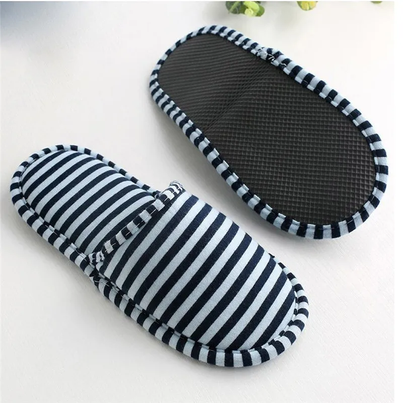Мужские и женские полосатые тапочки унисекс для путешествий в отеле Переносные