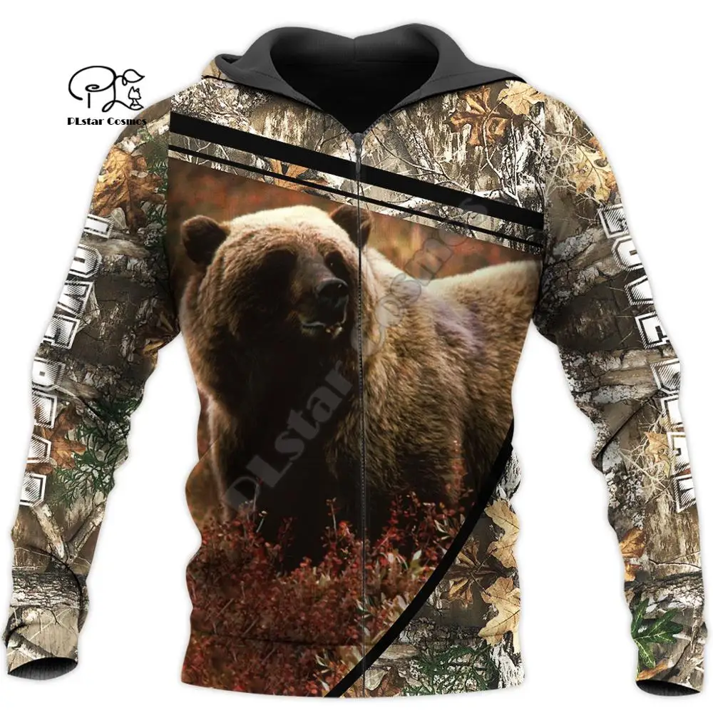 

PLstar Cosmos 3DPrint Bear Hunter Hunting Animals Funny Men/Women Harajuku Streetwear Hoodies/Zip Hoodie/Sweatshirt/Jacket/b1