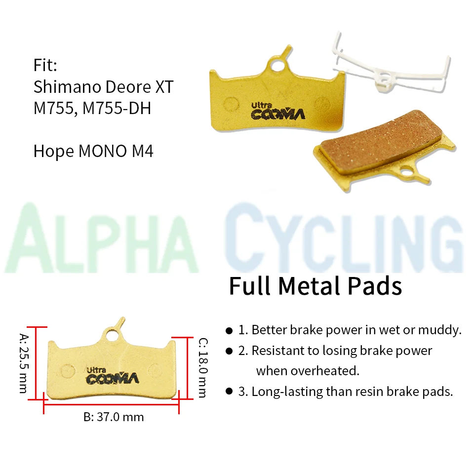 Велосипедные дисковые Тормозные колодки для Shimano Deore XT M755 M755-DH Hope MONO M4 золотые