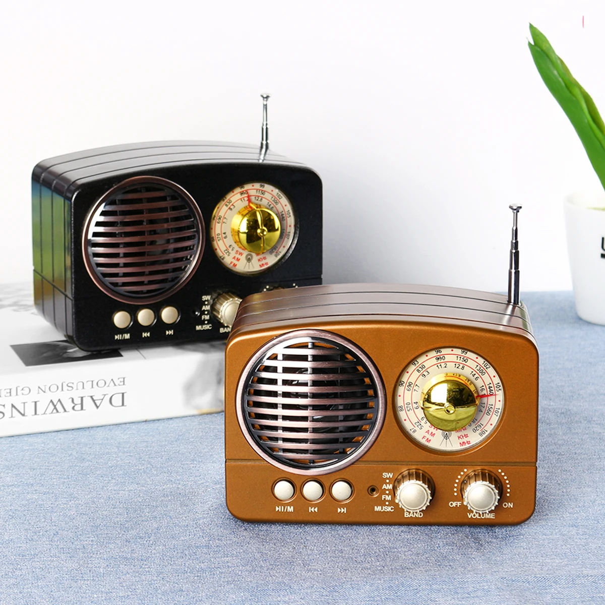 Портативная Беспроводная стереогарнитура bluetooth Hi-Fi колонка в стиле ретро FM AM SW USB