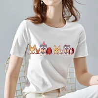 women t shirt cute cartoon animal pattern tshirt tops white commuter printed ladies o neck short sleeve summer fashion clothes