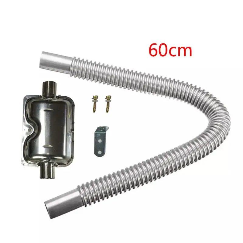 

60/120cm Stainless Steel Car Exhaust Pipe Gas Vent Hose Heater Exhaust W91F