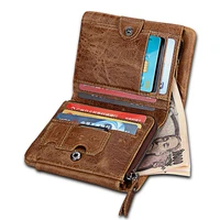 new women men wallets genuine leather short bifold purse top layer cowhide rfid blocking tri folds card wallet for man ladies