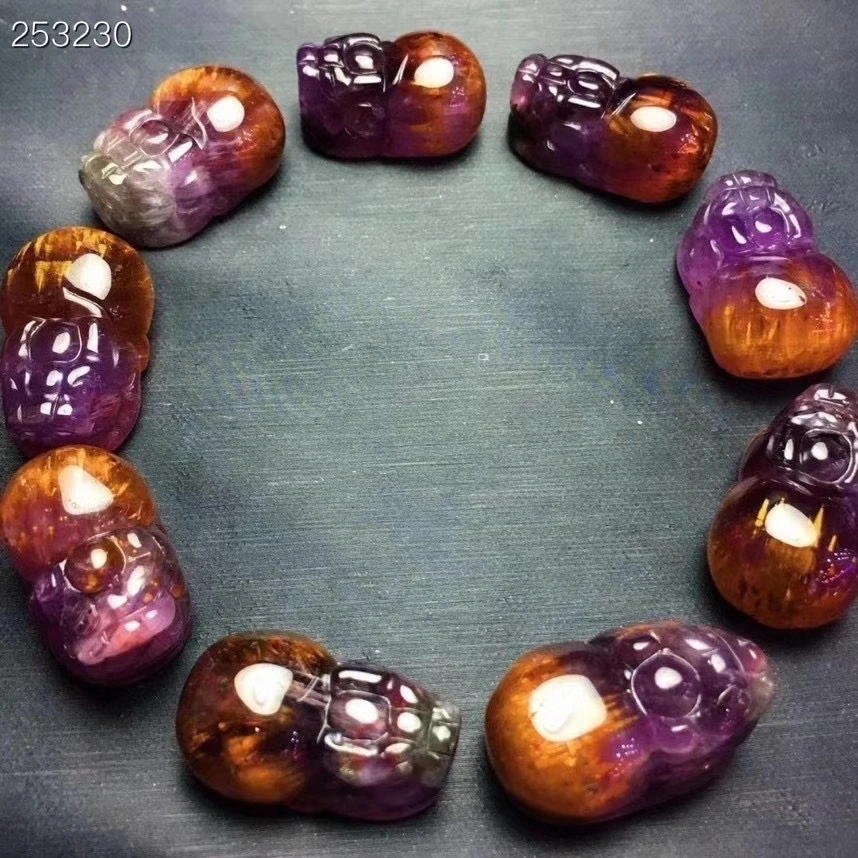 Billig Natürliche Cacoxenit Auralite 23 Lila Rot RutilateQuartz Armband 24,2 X16mm Kanada Pi Xiu Perlen Frauen Männer Echtes AAAAA