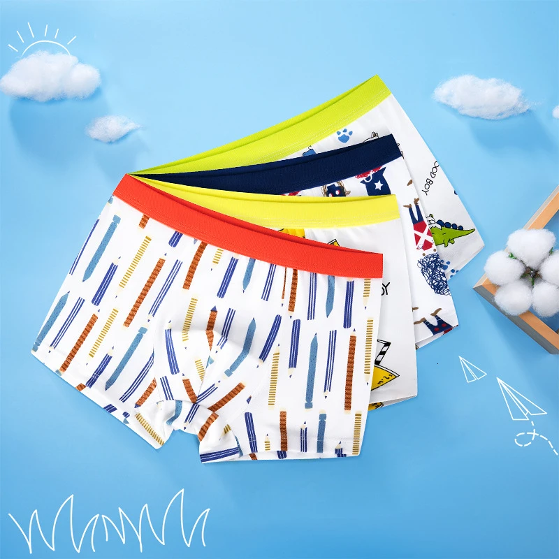Нижнее белье для мальчиков 4 предмета трусы детские боксеры из чистого хлопка