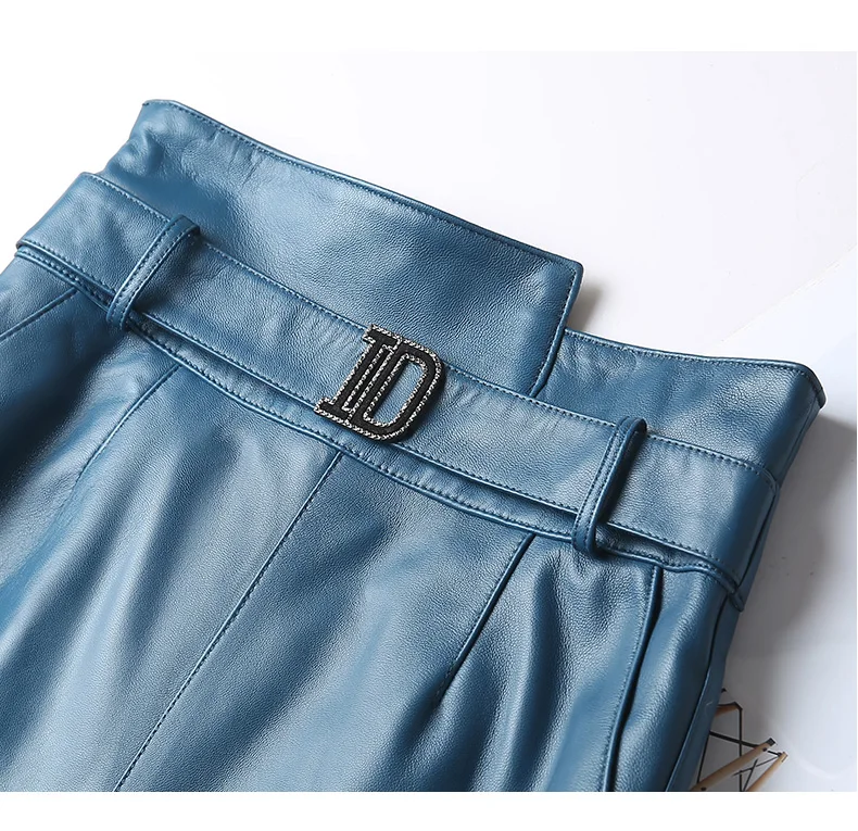 Real Genuine Leather Skirt Women 2020 New Midi High Waist Bodycon Skirt Office Ladies Pencil Skirt Belted Knee Length Plus Size