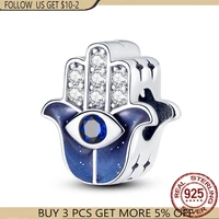 2021 new 925 silver color blue evil eye beads charms fit original 3mm braceletbangle making diy women jewelry gift