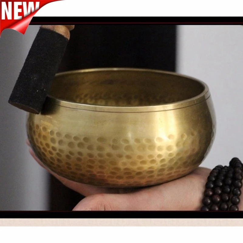 

2021 Copper Crafted Gilt Yoga Singing Bowl Buddhism Tibetan Chakra Meditation