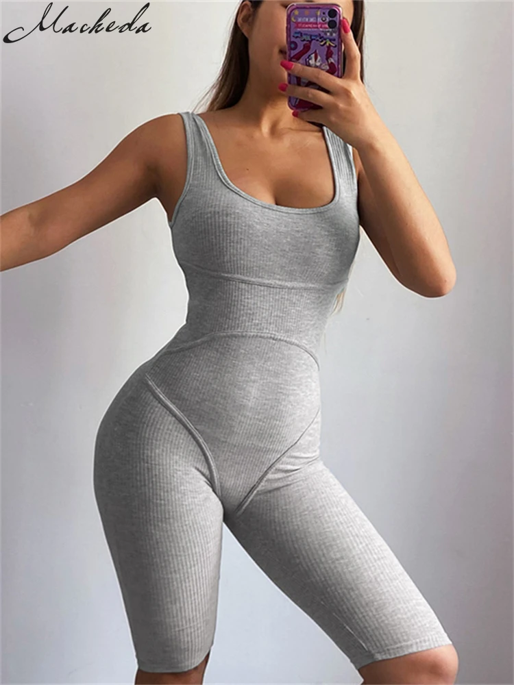 

Macheda/весенние женские тонкие цельные шорты с квадратным воротником, с лямкой на шее, с низким вырезом, цельный силуэт, уличная мода, универса...