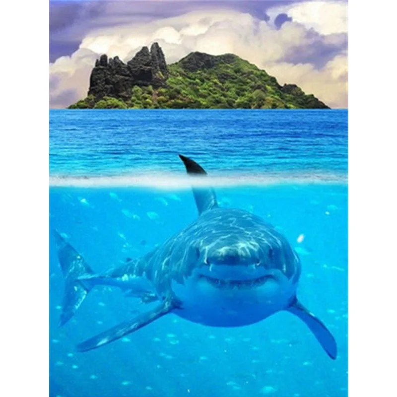 

5D Diy Алмазная вышивка полная квадратная дрель Акула Стразы искусство Алмазная мозаика, алмазная живопись море 3D Мозаика Декор для дома