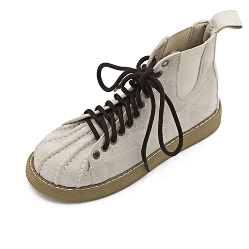 

New Women's Flat Boots Comfortable Martin Soft-soled Boots Handmade Women's College Boots Casual Shell Toe English Martin Boots