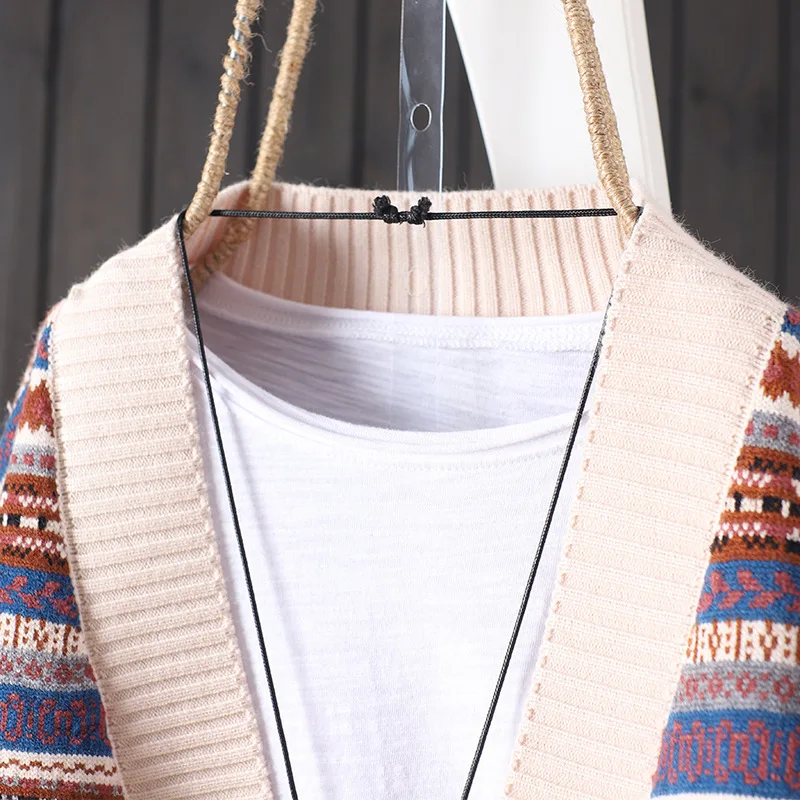 Женский жаккардовый жаккард вязаный в ретро-стиле Осень-зима