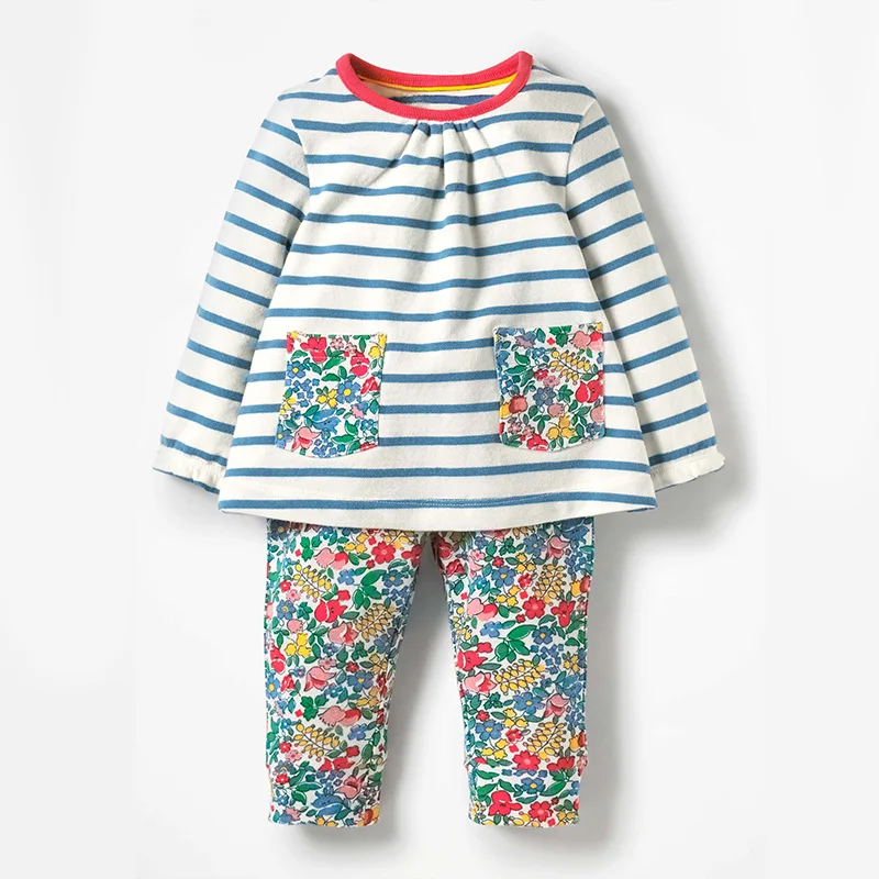 Little maven 2-7Years Осень Кролик Pattern Хлопок Малыш Девушка Комплект Одежды детская Осень Бутик Наряды Комплекты Для Ребенка - Цвет: 20503 same picture