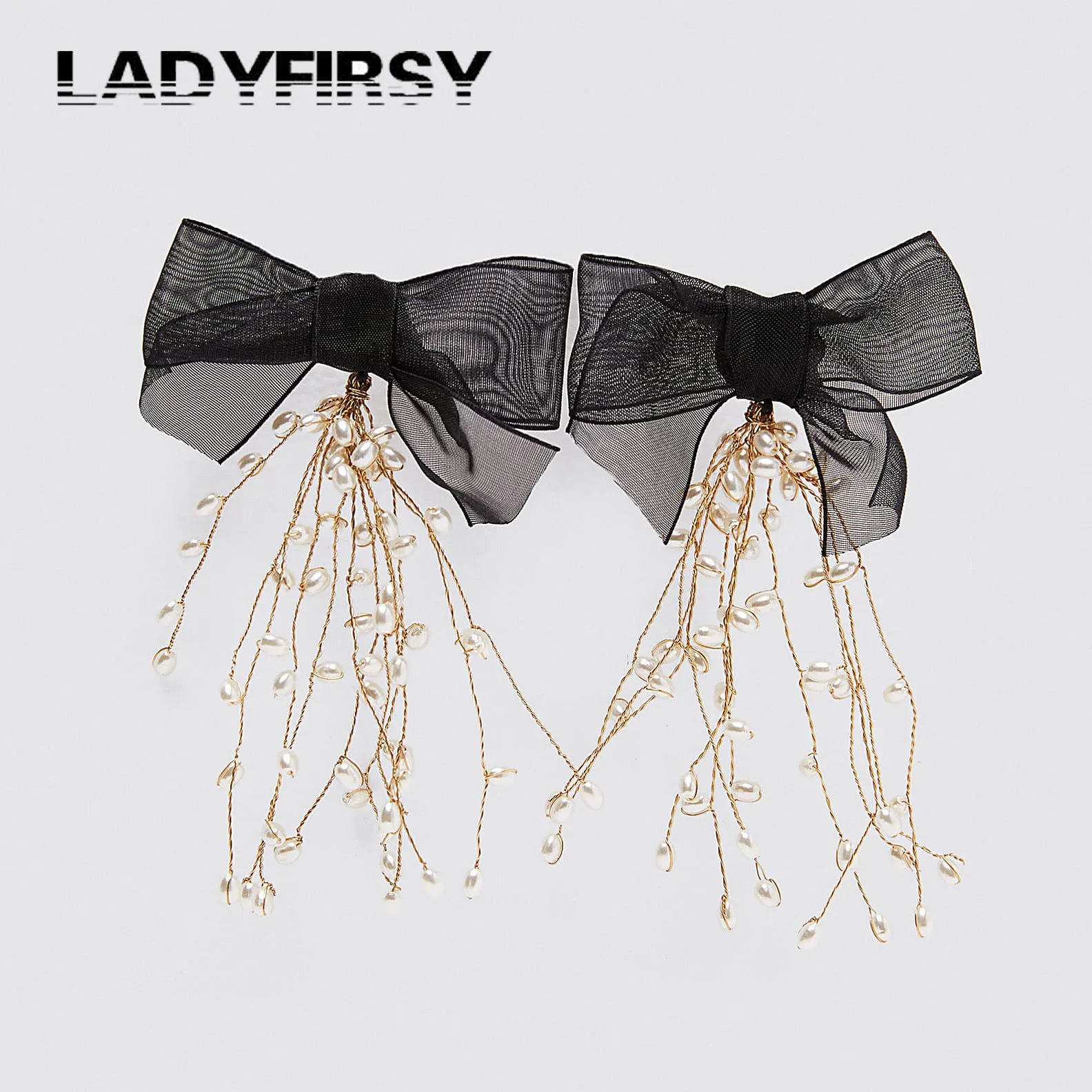Ladyfirsy ZA серьги капли из органзы с бантом и искусственным жемчугом Новые
