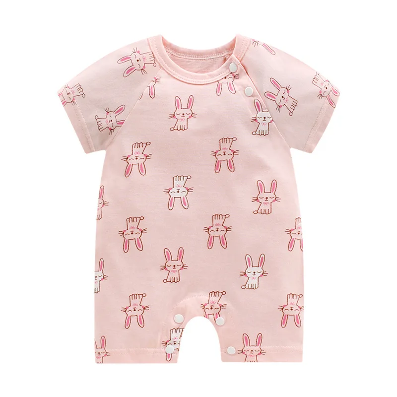 Детская одежда из 100% хлопка комбинезон с коротким рукавом Летний для девочек и