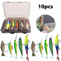 10pcsbox artificial hard fishing lures kit includeding multi jointed lures minnow laser lures crankbaits for saltwater fishing
