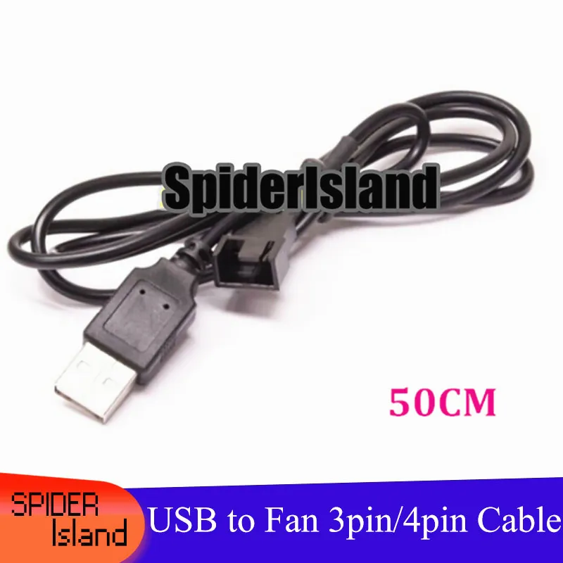 

50pcs Brand NEW High Quality 50CM USB to Fan 3Pin/4Pin 5V Adapter Cable Free shipping